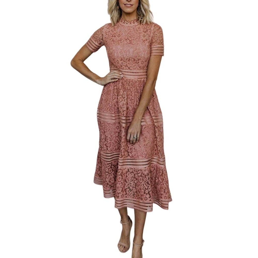 Baltic Born Karina Lace Midi Dress Peachy Mauve #1119